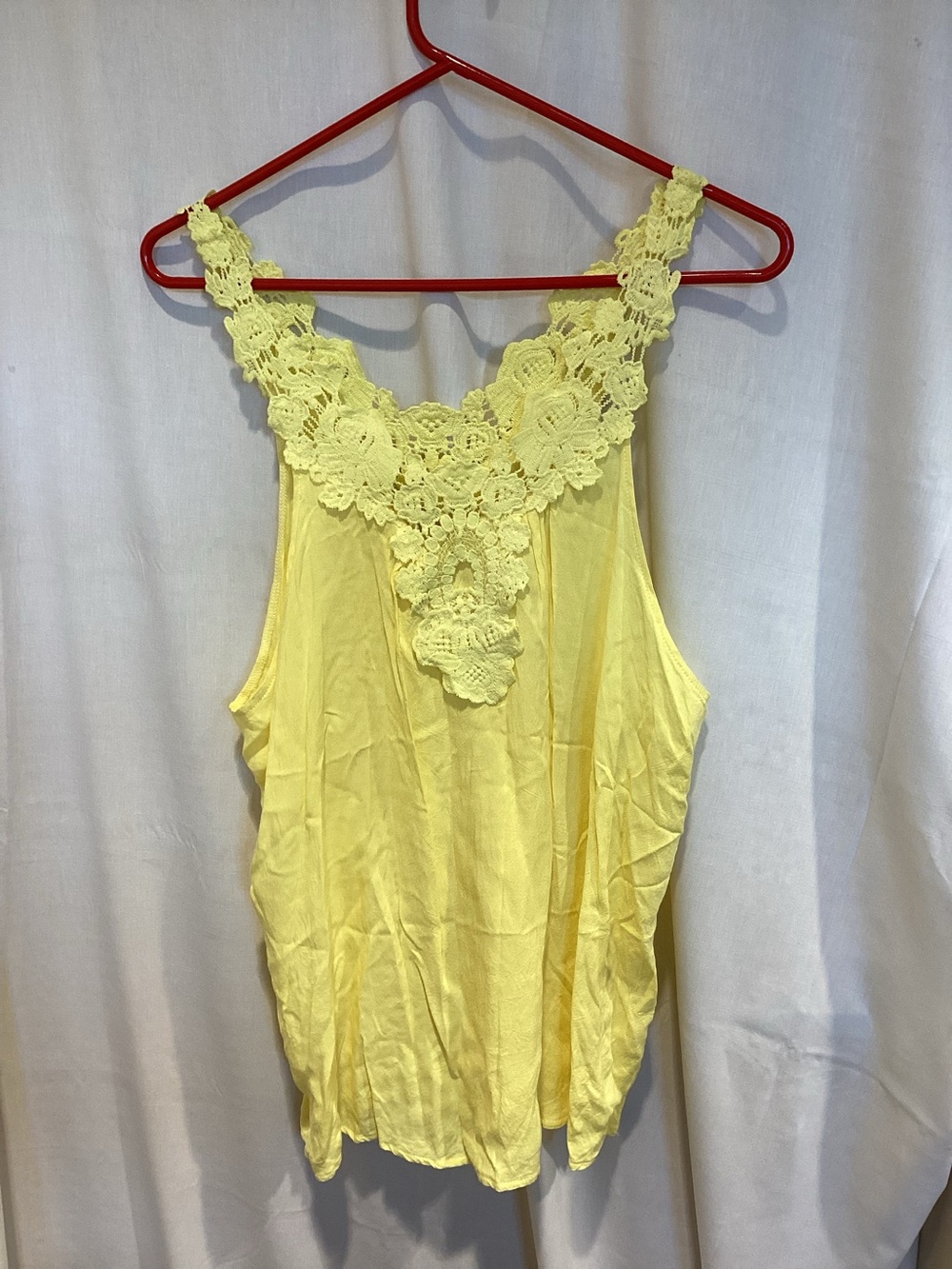 Yellow Crochet Trim Sleeveless Women's Top